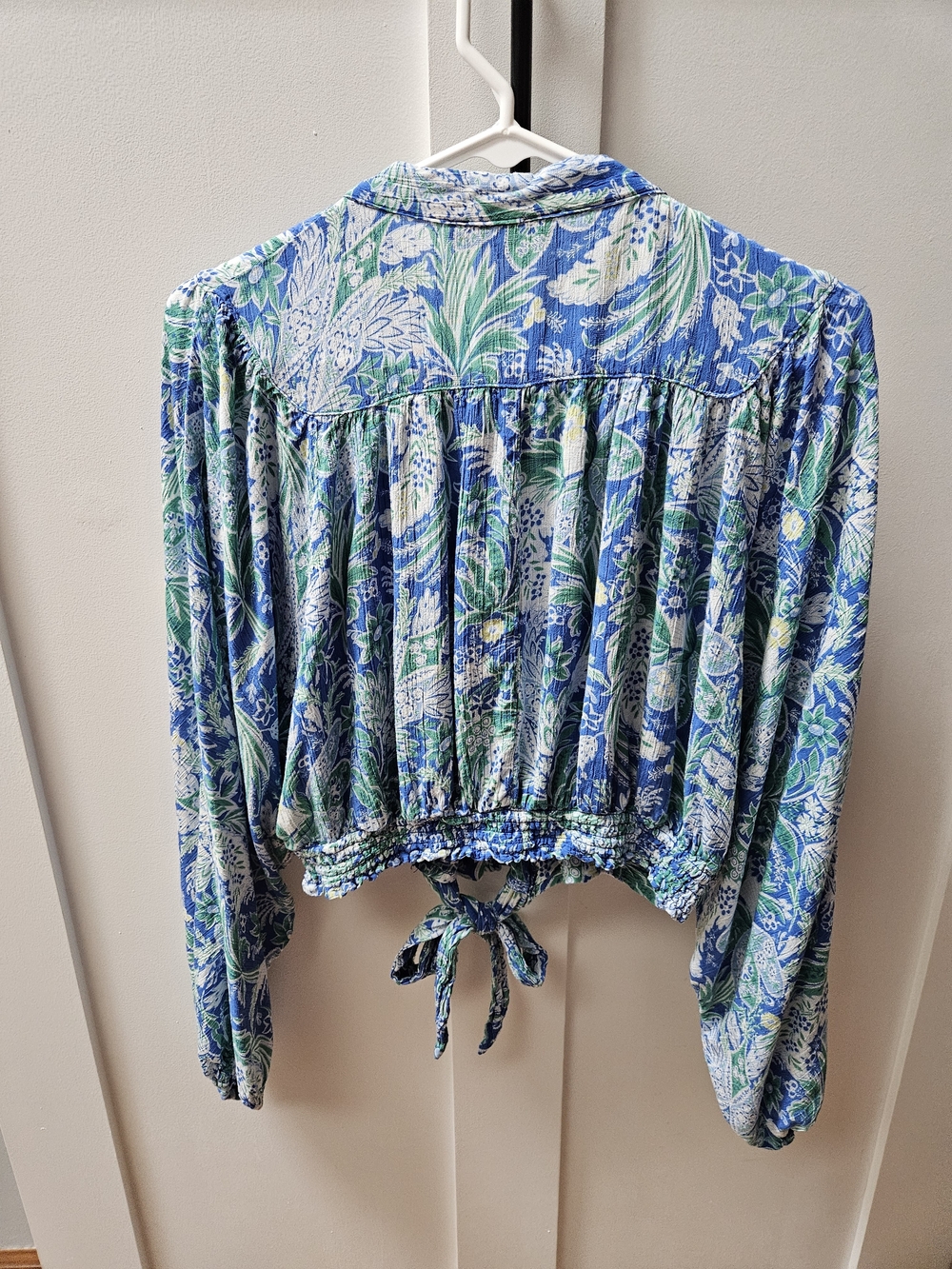 RACHEL Rachel Roy Blue and Green Floral Tie-Front Blouse - Picture 4 of 12